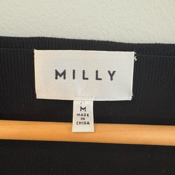 MILLY Bell Long Sleeve Black Knit Mini Dress Size Medium - Picture 4 of 7